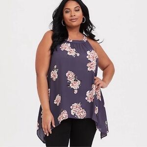 Torrid Goddess Floral Gray Blouse Size 0X